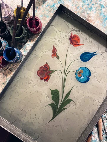 Ebru: 土耳其 Floral Marbling Projects