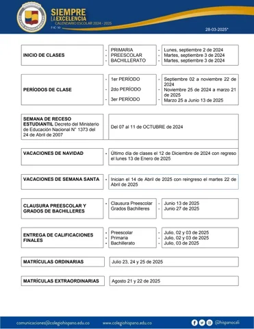 Calendario Escolar 2024-2025