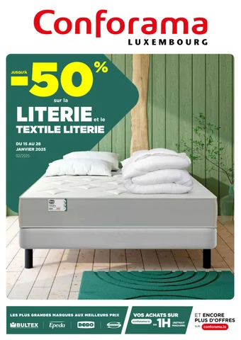 JUSQU-A -50% SUR LA LITERIE ET LE 布艺 LITERIE - CONFORAMA LUXEMBOURG