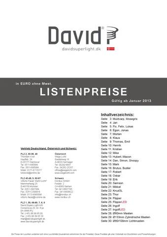 David Super-Light 灯饰目录 · A/S Listenpreise 2013