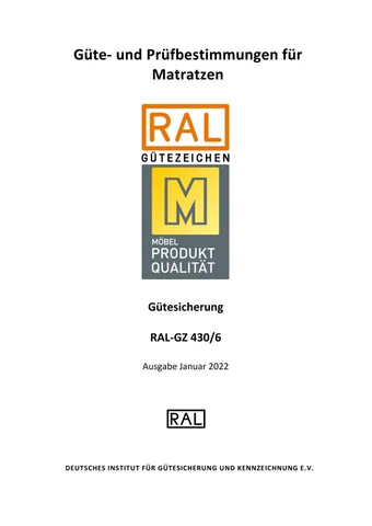 Güte- und Prüfbestimmungen für Matratzen