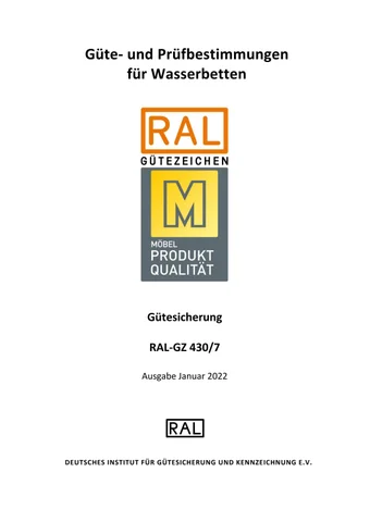 Güte- und Prüfbestimmungen für Wasserbetten