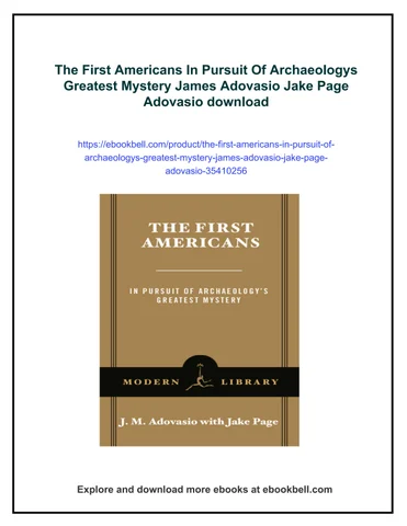 donswarr6816 灯饰目录 · The first americans in pursuit of archaeologys greatest mystery james adovasio jake page adovasio -