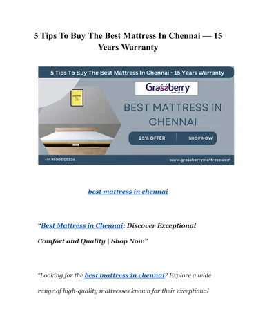 5 Tips To Buy The Best 床垫 In Chennai — 15 Years Warranty