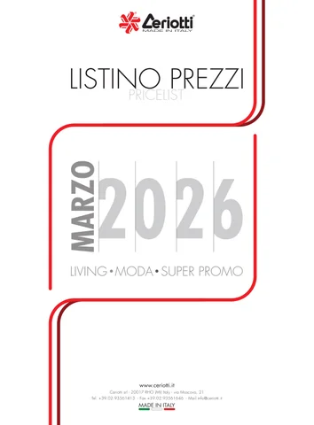 Ceriotti 家具价格表 2026 EUR