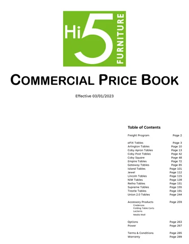 Hi5 家具 商用 Price 册