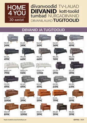 家居 4you diivanite ja tugitoolide kataloog 2025