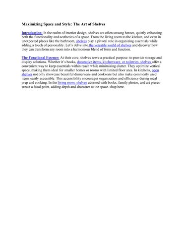 Kamal Bhuriya 家具目录 · Maximizing Space and Style: The Art of Shelves