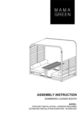 ASSEMBLY INSTRUCTION SOMBRERO LOUNGEBOOTH ALUMINUM SLATS