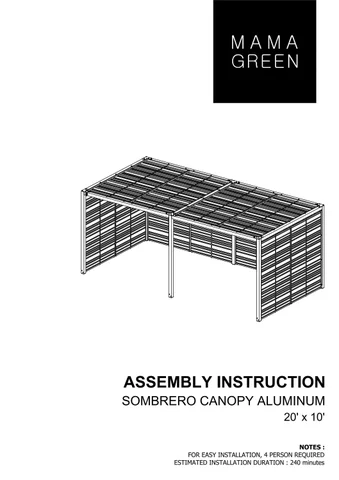 ASSEMBLY INSTRUCTION SOMBRERO CANOPY ALUMINUM 20X10