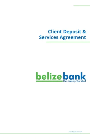 Belize Bank Client Deposit + Services Agreement
