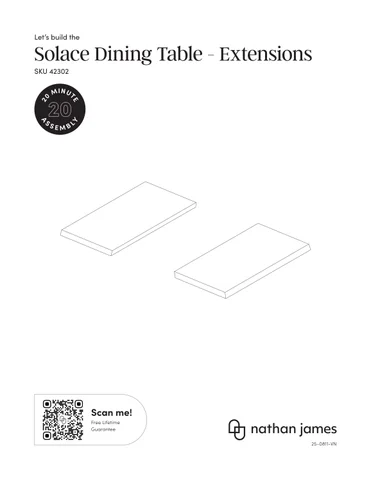 Solace 餐桌 Extension Instruction Sheet 42302