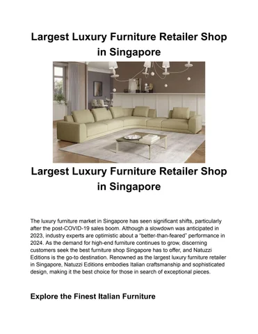 Largest 轻奢 家具 Retailer Shop in Singapore