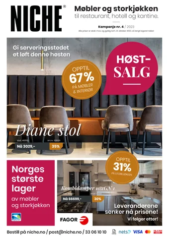 Høstsalg 2023 - Restaurantmøbler, interiør og storkjøkkenutstyr.
