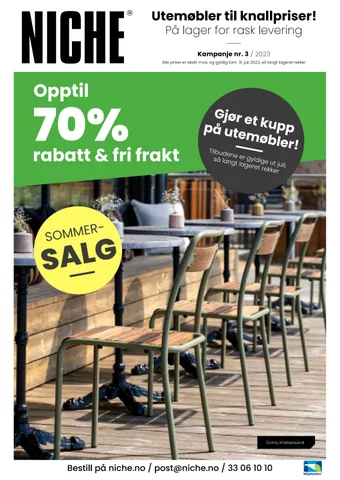 NICHE Sommersalg utemøbler 2023