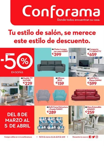 Ofertas Supermercados 家具目录 conforama salones y sofas hasta un 50 porciento 德文 descuento