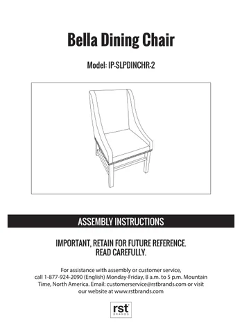 RST Brands 家具目录 · Bella 餐椅 Instructions