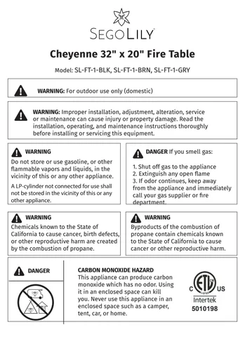 Cheyenne Fire 桌 Assembly Instructions (SL-FT-1)