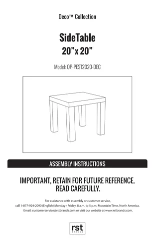 RST Brands 家具目录 · Deco 边几 assembly instructions (op pest2020 dec) print
