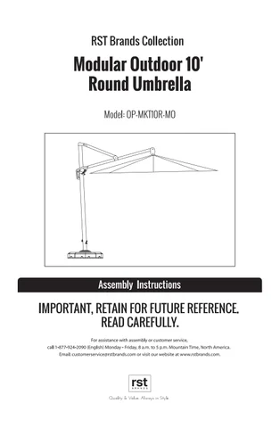 RST Brands 家具目录 · Modular 户外 10ft. Round Umbrella Instructions