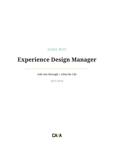 Experience Design Manager