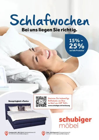 schubiger 家具目录 · Schlafwochen Herbst - 15-25% Rabatt auf das Schlafsortiment