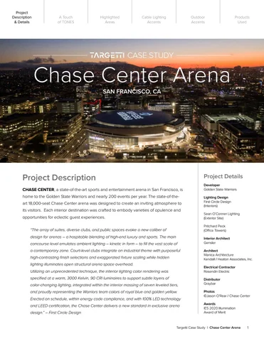 Targetti Case Study - The Chase Center Arena, San Francisco, CA.