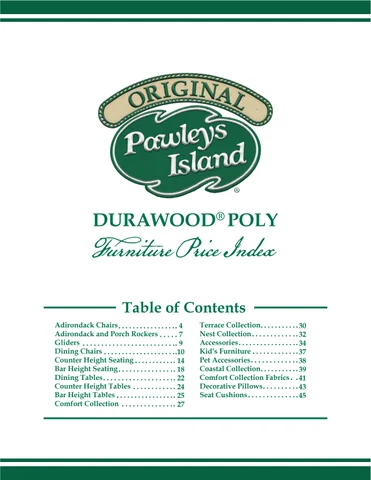 Pawleys Island 2026 家具 Price Index