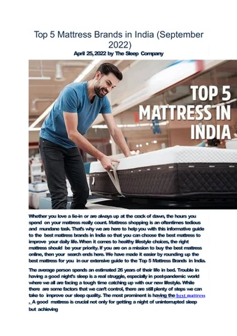 Top 5 床垫 Brands in India