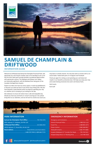 Samuel 德文 Champlain × Driftwood Provincial Park Info 指南