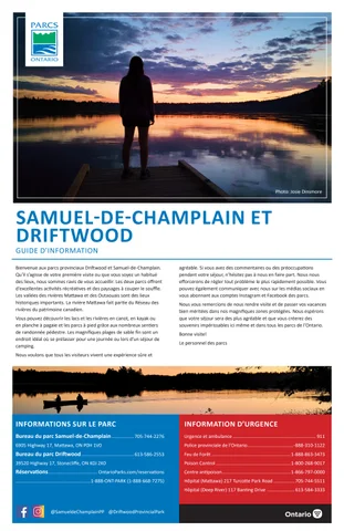 Samuel- 德文 -Champlain et Driftwood 指南 d'information
