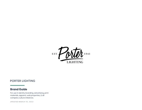 XXIIBrands 灯饰目录 · Porter 灯饰 - Brand 指南 August '22