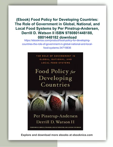 (ebook) food policy for developing countries: the role of government in 全球 , national, and local